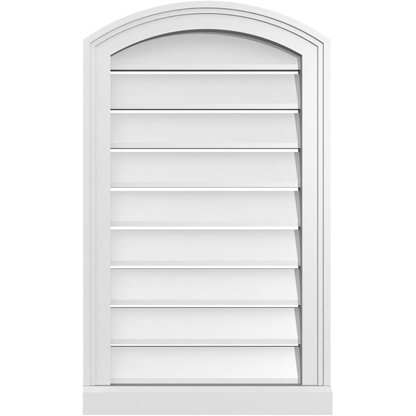 Ekena Millwork Arch Top Surface Mount PVC Gable Vent w/ 2"W x 2"P Brickmould Sill Frame, 18"W x 28"H - GVPAR18X2803SN