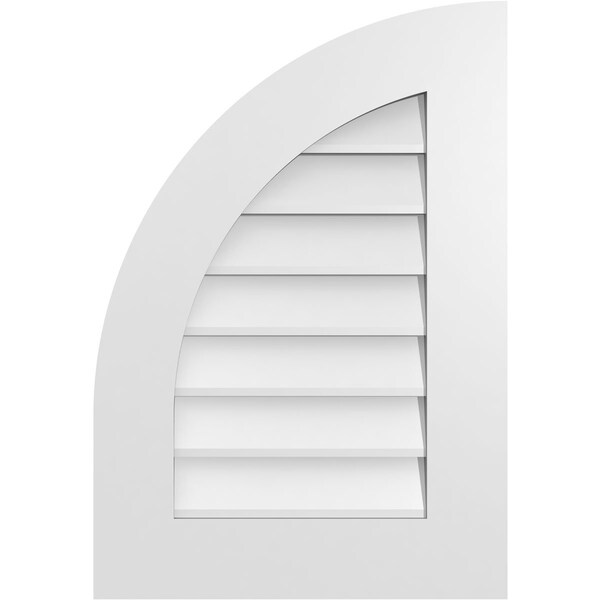Ekena Millwork Quarter Round Top Left Surface Mount PVC Gable Vent w/ 3-1/2"W x 1"P Standard Frame, 18"W x 26"H - GVPQL18X2601SN