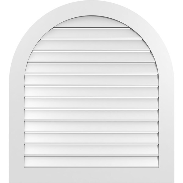 Ekena Millwork Round Top Surface Mount PVC Gable Vent: Functional, w/ 3-1/2"W x 1"P Standard Frame, 38"W x 42"H - GVPRT38X4201SF