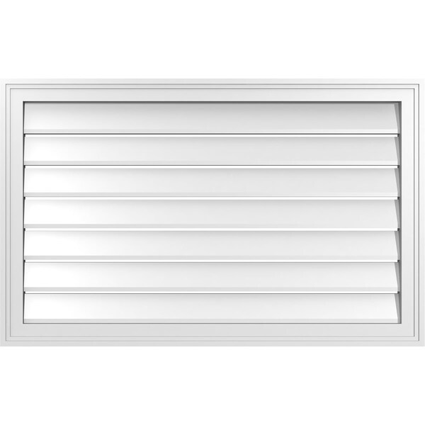 Ekena Millwork Vertical Surface Mount PVC Gable Vent: Functional, w/ 2"W x 1-1/2"P Brickmould Frame, 38"W x 24"H - GVPVE38X2402SF