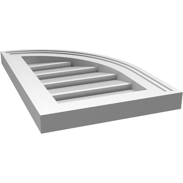Ekena Millwork Quarter Round Top Right Surface Mount PVC Gable Vent w/ 2"W x 1-1/2"P Brickmould Frame, 12"W x 18"H - GVPQR12X1802SF