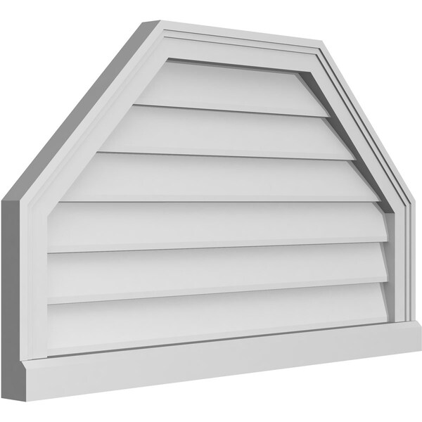 Ekena Millwork Octagonal Top Surface Mount PVC Gable Vent w/ 2"W x 2"P Brickmould Sill Frame, 34"W x 20"H - GVPOT34X2003SN