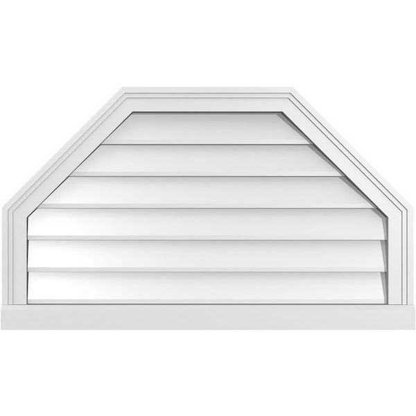 Ekena Millwork Octagonal Top Surface Mount PVC Gable Vent w/ 2"W x 2"P Brickmould Sill Frame, 34"W x 20"H - GVPOT34X2003SN