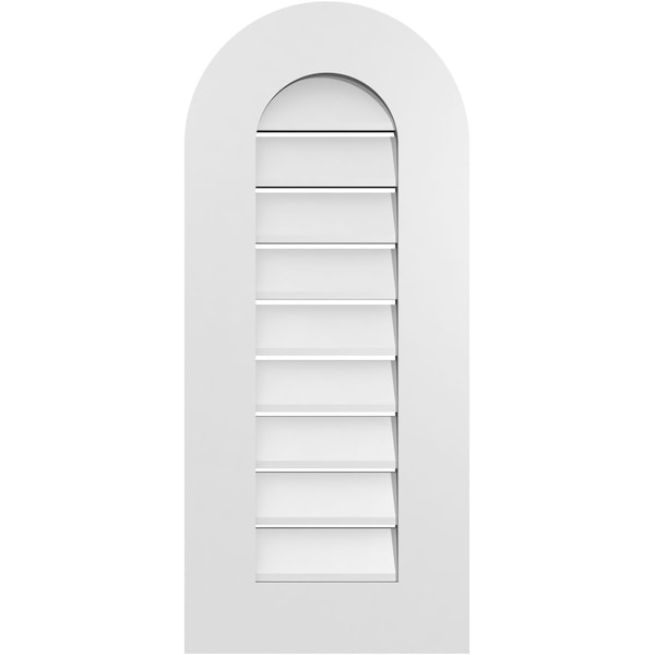 Ekena Millwork Round Top Surface Mount PVC Gable Vent: Functional, w/ 3-1/2"W x 1"P Standard Frame, 14"W x 32"H - GVPRT14X3201SF