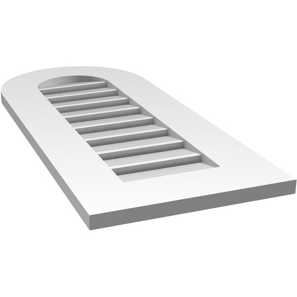 Ekena Millwork Round Top Surface Mount PVC Gable Vent: Functional, w/ 3-1/2"W x 1"P Standard Frame, 14"W x 32"H - GVPRT14X3201SF