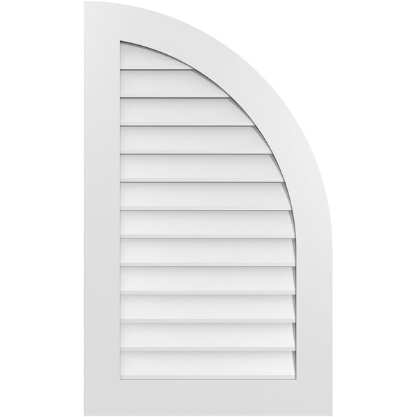 Ekena Millwork Quarter Round Top Right Surface Mount PVC Gable Vent w/ 3-1/2"W x 1"P Standard Frame, 24"W x 40"H - GVPQR24X4001SN
