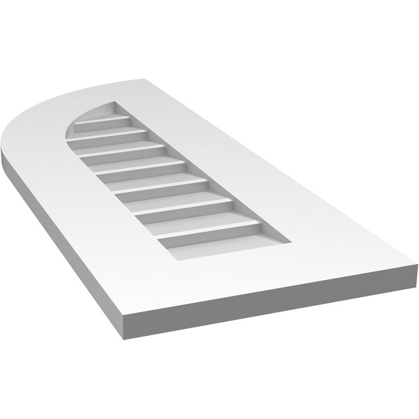 Ekena Millwork Quarter Round Top Left Surface Mount PVC Gable Vent w/ 3-1/2"W x 1"P Standard Frame, 12"W x 30"H - GVPQL12X3001SN