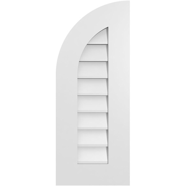 Ekena Millwork Quarter Round Top Left Surface Mount PVC Gable Vent w/ 3-1/2"W x 1"P Standard Frame, 12"W x 30"H - GVPQL12X3001SN