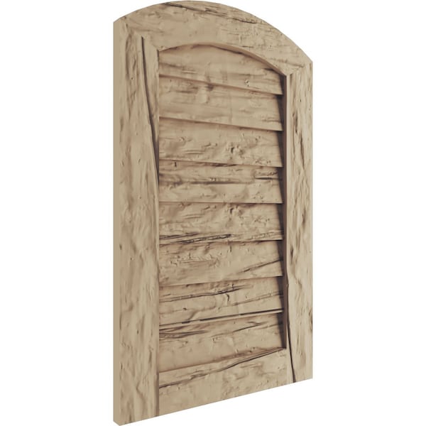 Ekena Millwork Timberthane Riverwood Arch Top Faux Wood Non-Functional Gable Vent, Primed Tan, 16"W x 45"H - GVURAR16X45DRWPR
