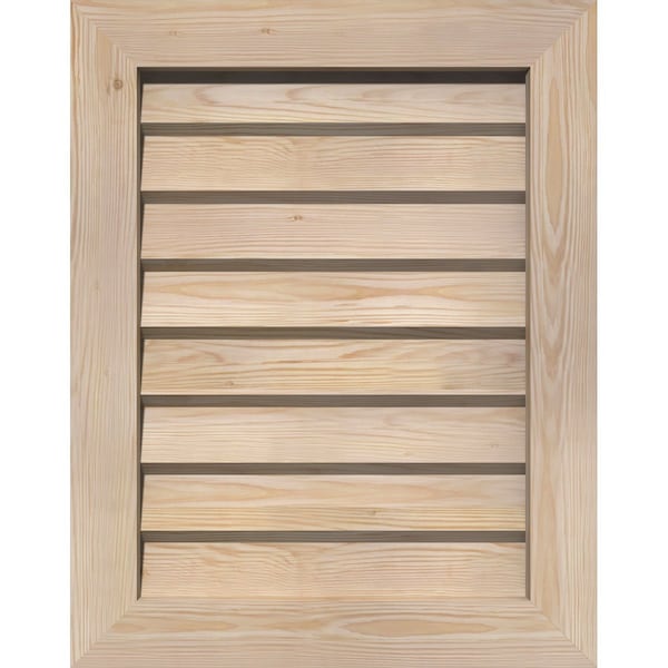 Ekena Millwork Vertical Gable Vent Unfinished, Non-Functional, Pine Gable Vent w/Decorative Face Frame, 22"W x 22"H - GVWVE22X2202SDUPI