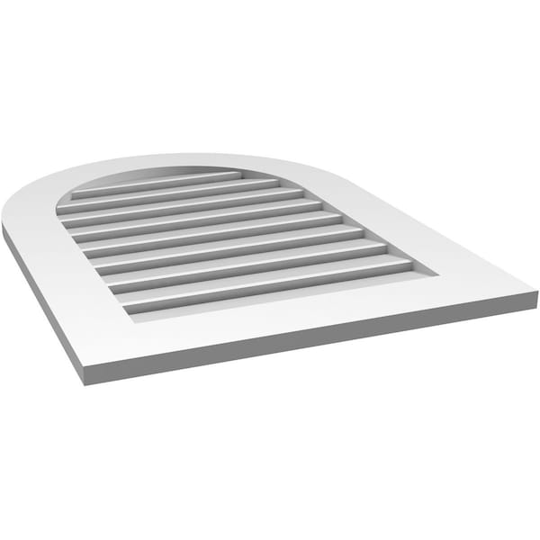 Ekena Millwork Round Top Surface Mount PVC Gable Vent: Functional, w/ 3-1/2"W x 1"P Standard Frame, 24"W x 32"H - GVPRT24X3201SF
