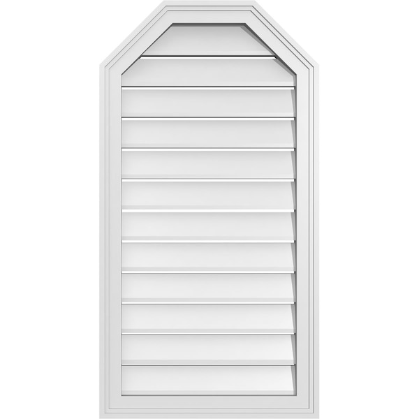 Ekena Millwork Octagonal Top Surface Mount PVC Gable Vent w/ 2"W x 1-1/2"P Brickmould Frame, 20"W x 38"H - GVPOT20X3802SF