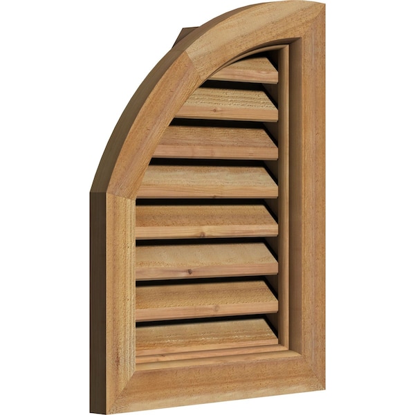 Ekena Millwork Quarter Round Top Left Functional Western Red Cedar Gable Vent w/Brick Mould Face Frame, 09"W x 34"H - GVWQL09X3400RFUWR
