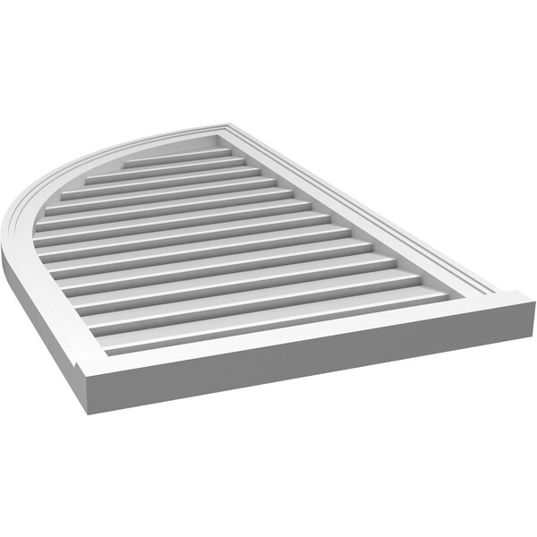 Ekena Millwork Quarter Round Top Left Surface Mount PVC Gable Vent w/ 2"W x 2"P Brickmould Sill Frame, 24"W x 40"H - GVPQL24X4003SF