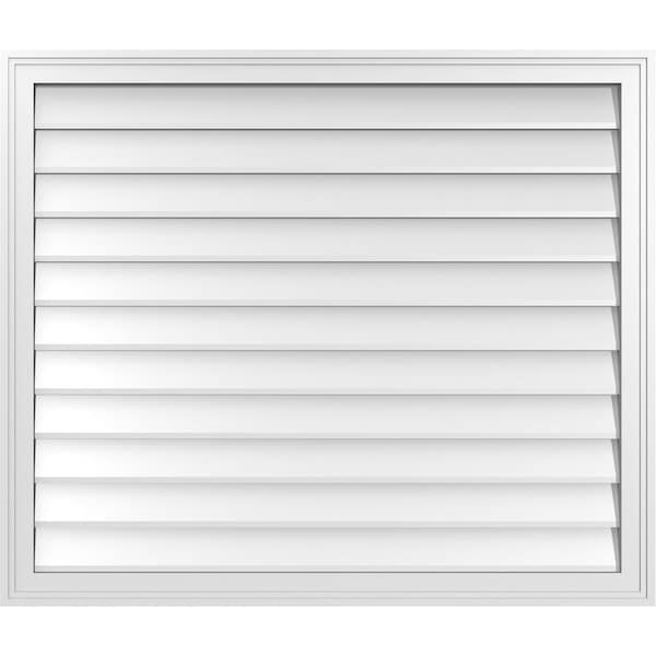 Ekena Millwork Vertical Surface Mount PVC Gable Vnt: Non-Functional, w/2"W x 1-1/2"H, Brickmould Frame, 40"W x 34"H - GVPVE40X3402SN