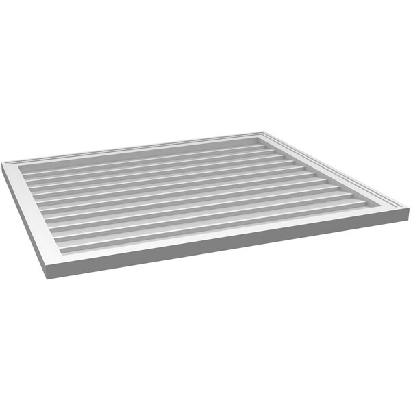 Ekena Millwork Vertical Surface Mount PVC Gable Vnt: Non-Functional, w/2"W x 1-1/2"H, Brickmould Frame, 40"W x 34"H - GVPVE40X3402SN