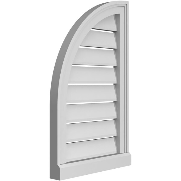 Ekena Millwork Quarter Round Top Left Surface Mount PVC Gable Vent w/ 2"W x 2"P Brickmould Sill Frame, 16"W x 26"H - GVPQL16X2603SF