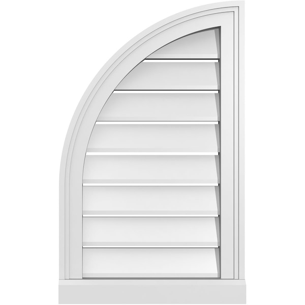 Ekena Millwork Quarter Round Top Left Surface Mount PVC Gable Vent w/ 2"W x 2"P Brickmould Sill Frame, 16"W x 26"H - GVPQL16X2603SF