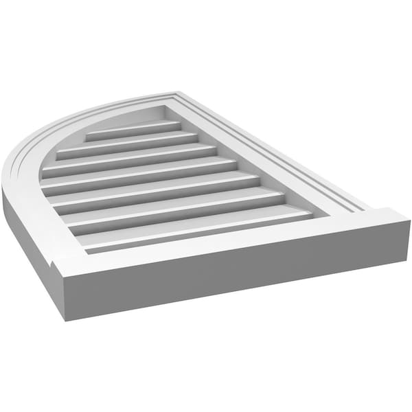 Ekena Millwork Quarter Round Top Left Surface Mount PVC Gable Vent w/ 2"W x 2"P Brickmould Sill Frame, 16"W x 26"H - GVPQL16X2603SF