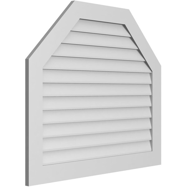 Ekena Millwork Octagonal Top Surface Mount PVC Gable Vent w/ 3-1/2"W x 1"P Standard Frame, 42"W x 36"H - GVPOT42X3601SN