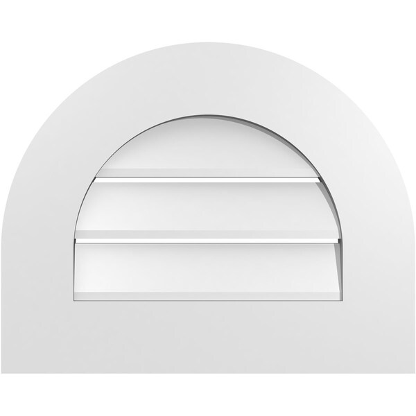 Ekena Millwork Round Top Surface Mount PVC Gable Vent: Functional, w/ 3-1/2"W x 1"P Standard Frame, 20"W x 16"H - GVPRT20X1601SF
