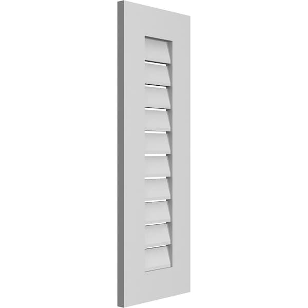 Ekena Millwork Vertical Surface Mount PVC Gable Vent: Functional, w/ 3-1/2"W x 1"P Standard Frame, 12"W x 34"H - GVPVE12X3401SF