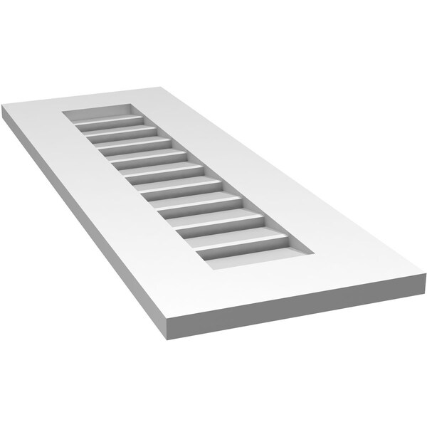 Ekena Millwork Vertical Surface Mount PVC Gable Vent: Functional, w/ 3-1/2"W x 1"P Standard Frame, 12"W x 34"H - GVPVE12X3401SF