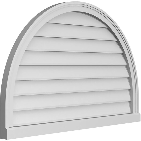 Ekena Millwork Round Top Surface Mount PVC Gable Vent w/ 2"W x 2"P Brickmould Sill Frame, 40"W x 26"H - GVPRT40X2603SN