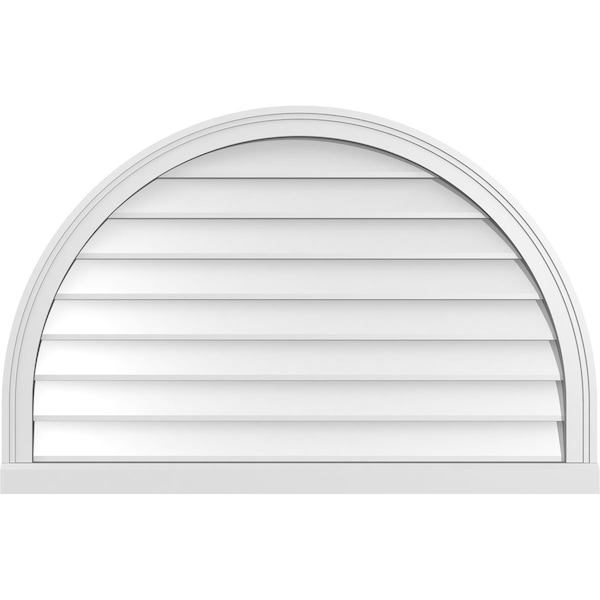 Ekena Millwork Round Top Surface Mount PVC Gable Vent w/ 2"W x 2"P Brickmould Sill Frame, 40"W x 26"H - GVPRT40X2603SN