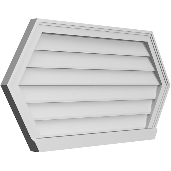 Ekena Millwork Half Round Surface Mount PVC Gable Vent w/ 2"W x 2"P Brickmould Sill Frame, 40"W x 20"H - GVPHR40X2003SN