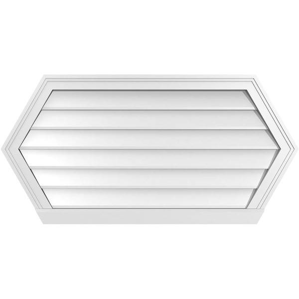 Ekena Millwork Half Round Surface Mount PVC Gable Vent w/ 2"W x 2"P Brickmould Sill Frame, 40"W x 20"H - GVPHR40X2003SN
