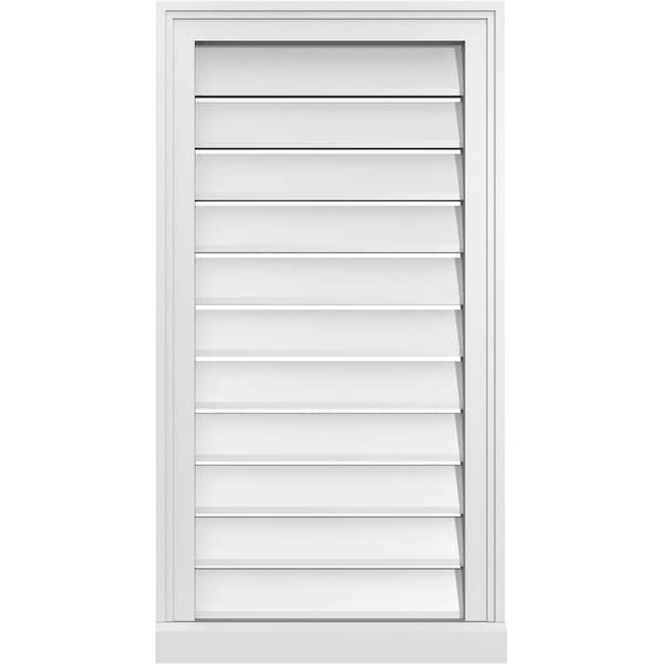 Ekena Millwork Vertical Surface Mount PVC Gable Vent: Functional, w/ 2"W x 2"P Brickmould Sill Frame, 18"W x 34"H - GVPVE18X3403SF