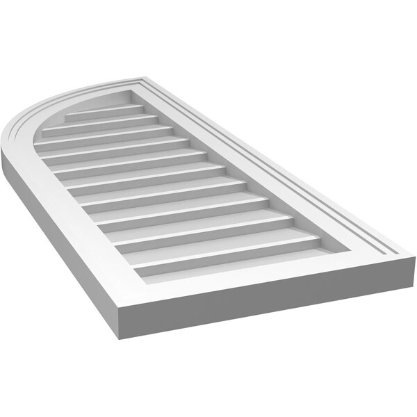 Ekena Millwork Quarter Round Top Left Surface Mount PVC Gable Vent w/ 2"W x 1-1/2"P Brickmould Frame, 14"W x 34"H - GVPQL14X3402SN