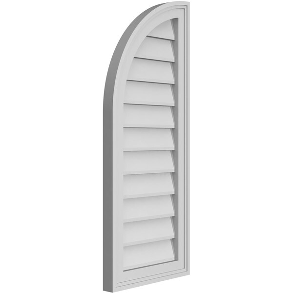 Ekena Millwork Quarter Round Top Left Surface Mount PVC Gable Vent w/ 2"W x 1-1/2"P Brickmould Frame, 14"W x 34"H - GVPQL14X3402SN
