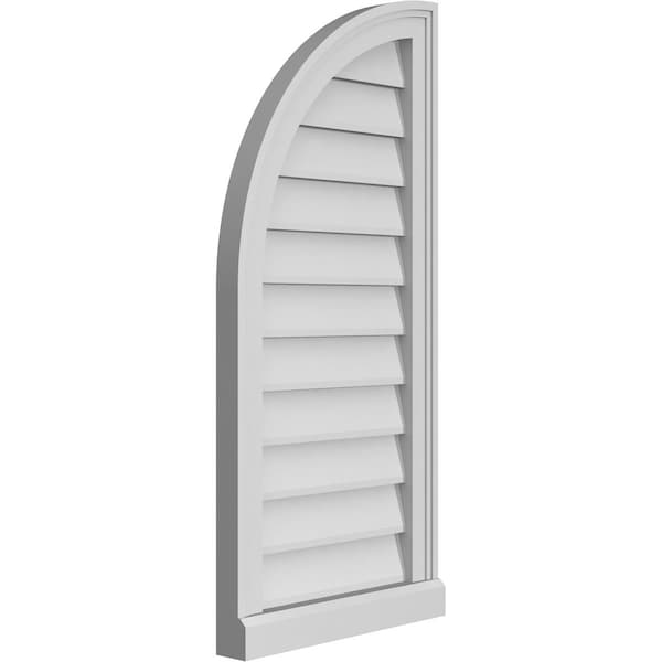 Ekena Millwork Quarter Round Top Left Surface Mount PVC Gable Vent w/ 2"W x 2"P Brickmould Sill Frame, 16"W x 34"H - GVPQL16X3403SN