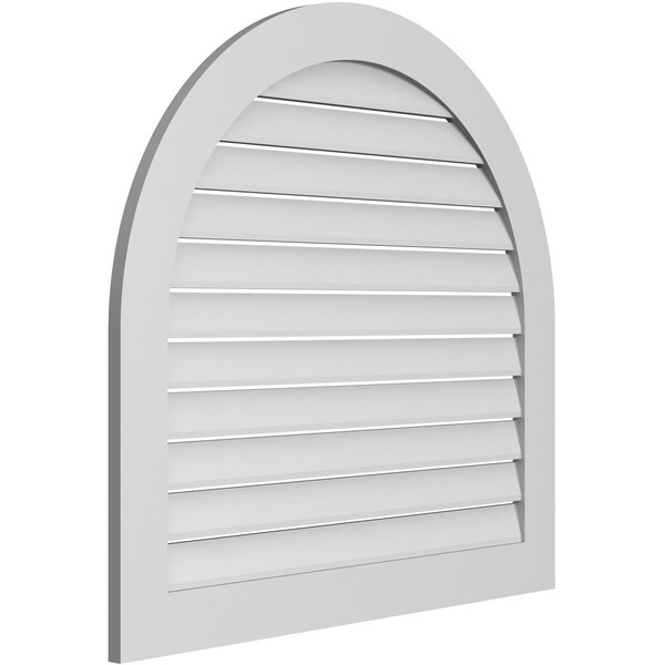 Ekena Millwork Round Top Surface Mount PVC Gable Vent: Functional, w/ 3-1/2"W x 1"P Standard Frame, 40"W x 38"H - GVPRT40X3801SF
