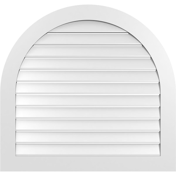 Ekena Millwork Round Top Surface Mount PVC Gable Vent: Functional, w/ 3-1/2"W x 1"P Standard Frame, 40"W x 38"H - GVPRT40X3801SF