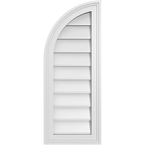 Ekena Millwork Quarter Round Top Left Surface Mount PVC Gable Vent w/ 2"W x 1-1/2"P Brickmould Frame, 12"W x 30"H - GVPQL12X3002SN