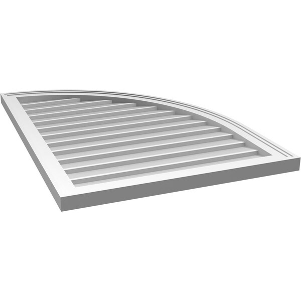 Ekena Millwork Quarter Round Top Right Surface Mount PVC Gable Vent w/ 2"W x 1-1/2"P Brickmould Frame, 26"W x 36"H - GVPQR26X3602SN