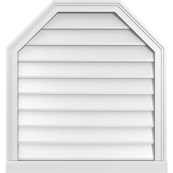 Ekena Millwork Octagonal Top Surface Mount PVC Gable Vent w/ 2"W x 2"P Brickmould Sill Frame, 28"W x 30"H - GVPOT28X3003SN
