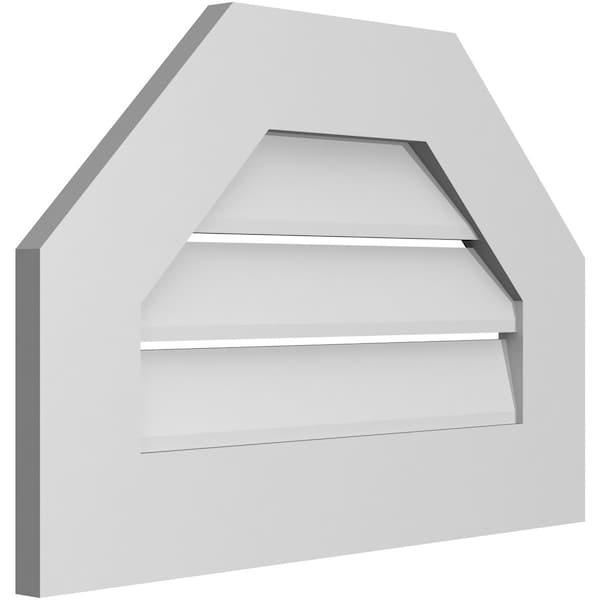Ekena Millwork Octagonal Top Surface Mount PVC Gable Vent: Functional, w/ 3-1/2"W x 1"P Standard Frame, 24"W x 16"H - GVPOT24X1601SF
