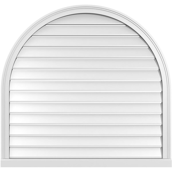 Ekena Millwork Round Top Surface Mount PVC Gable Vent: Functional, w/ 2"W x 2"P Brickmould Sill Frame, 42"W x 40"H - GVPRT42X4003SF