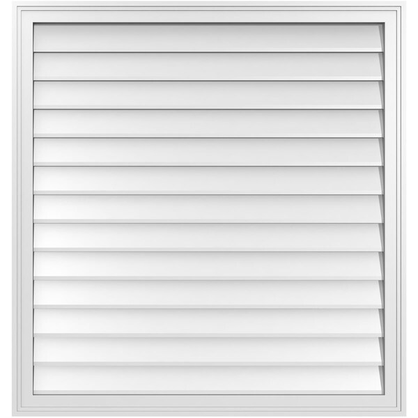 Ekena Millwork Vertical Surface Mount PVC Gable Vnt: Non-Functional, w/2"W x 1-1/2"H, Brickmould Frame, 38"W x 40"H - GVPVE38X4002SN