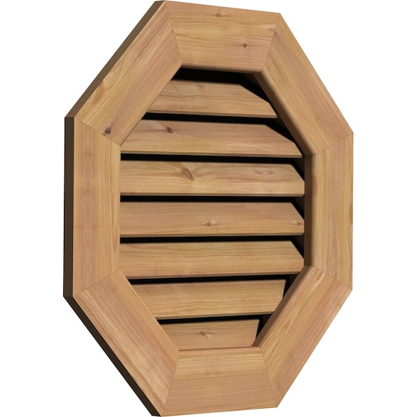 Ekena Millwork Octagonal Gable Vent Functional, Western Red Cedar Gable Vent w/1" x 4" Flat Trim Frame, 34"W x 34"H - GVWOC34X3401SFUWR