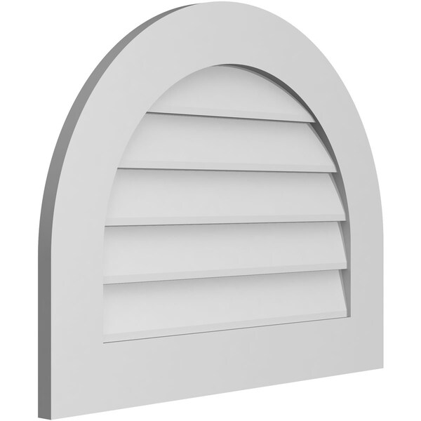 Ekena Millwork Round Top Surface Mount PVC Gable Vent: Non-Functional, w/ 3-1/2"W x 1"P Standard Frame, 28"W x 22"H - GVPRT28X2201SN