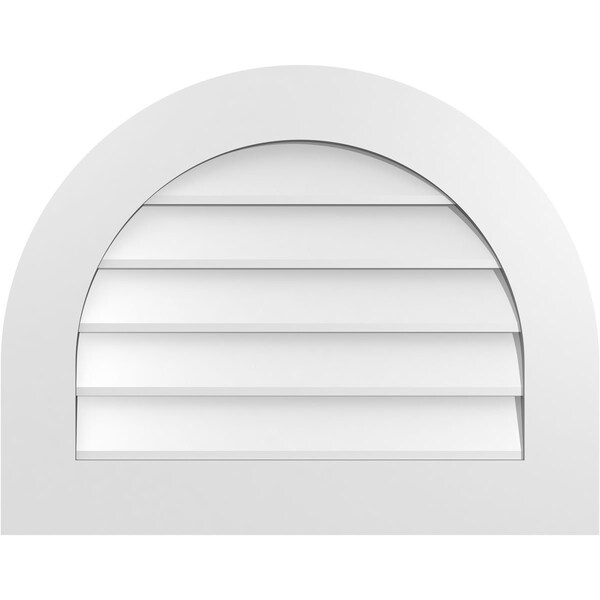 Ekena Millwork Round Top Surface Mount PVC Gable Vent: Non-Functional, w/ 3-1/2"W x 1"P Standard Frame, 28"W x 22"H - GVPRT28X2201SN