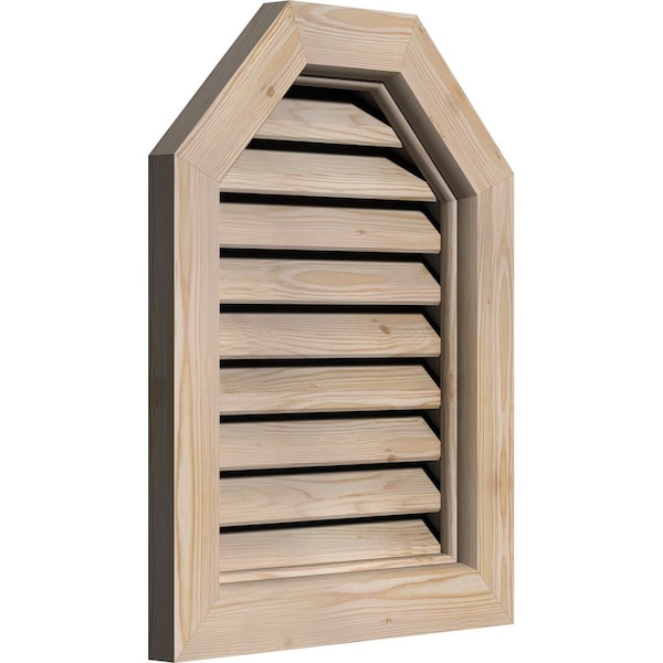 Ekena Millwork Octagonal Top Gable Vent Functional, Pine Gable Vent w/ Brick Mould Face Frame, 20"W x 24"H - GVWOT20X2400SFUPI