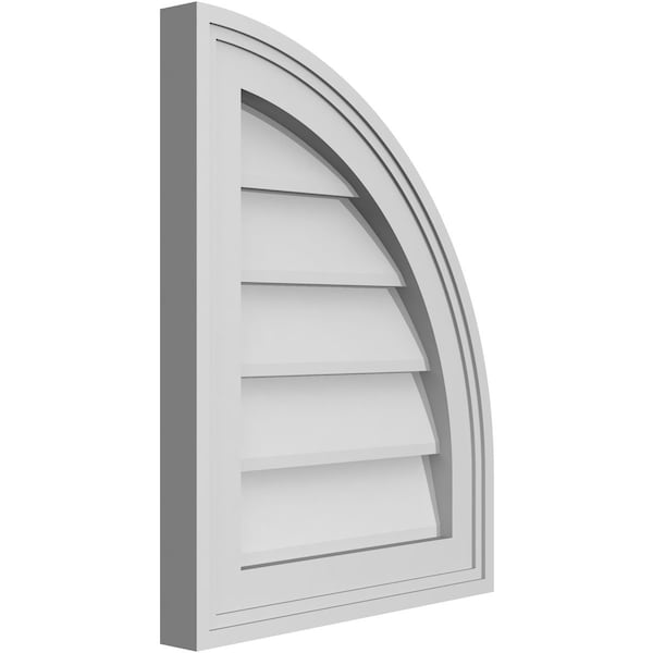 Ekena Millwork Quarter Round Top Right Surface Mount PVC Gable Vent w/ 2"W x 1-1/2"P Brickmould Frame, 14"W x 18"H - GVPQR14X1802SN