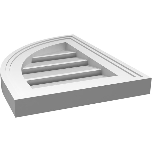 Ekena Millwork Quarter Round Top Left Surface Mount PVC Gable Vent w/ 2"W x 1-1/2"P Brickmould Frame, 12"W x 16"H - GVPQL12X1602SF