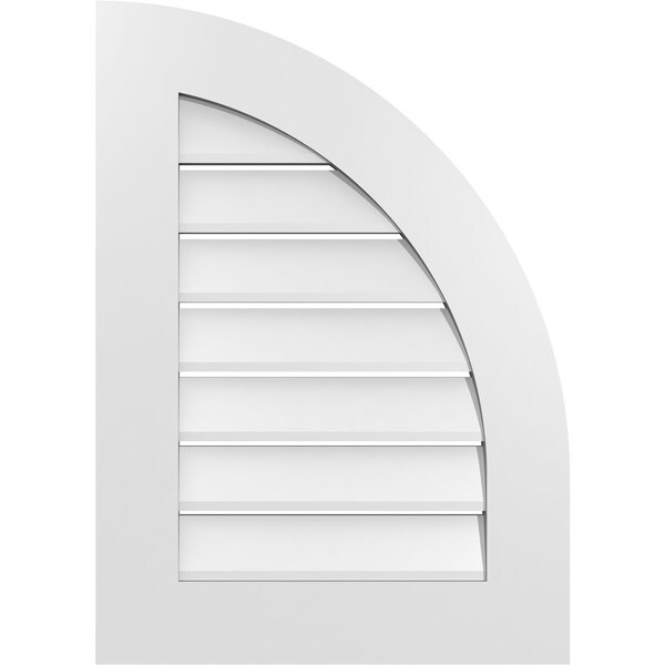 Ekena Millwork Quarter Round Top Right Surface Mount PVC Gable Vent w/ 3-1/2"W x 1"P Standard Frame, 20"W x 28"H - GVPQR20X2801SF